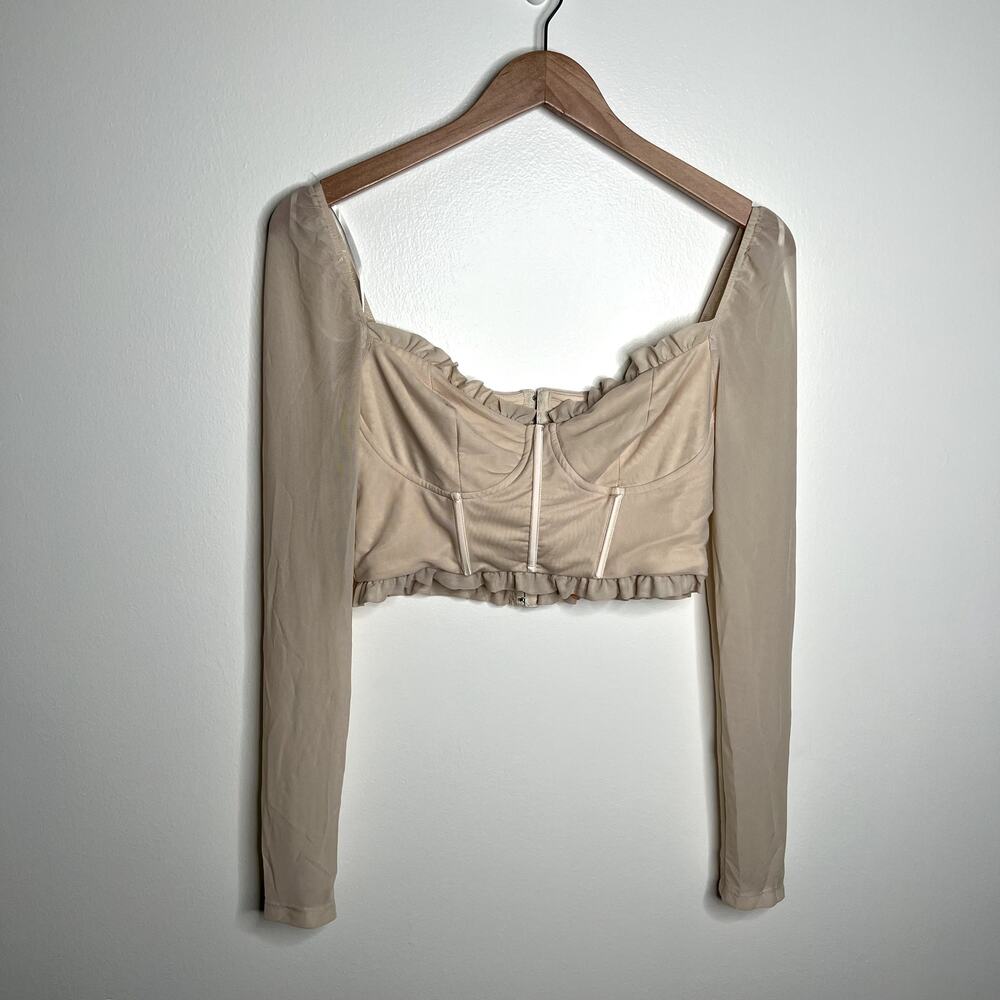NWT Tan Cropped Corset Blouse